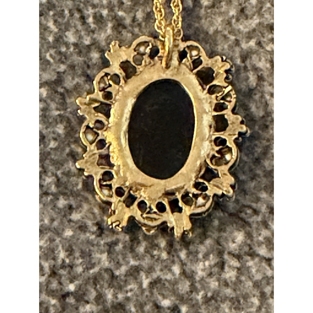 Floral Faux Cameo Vintage Classic Retro Gold Tone Pearl Pendant #362 - Picture 5 of 6